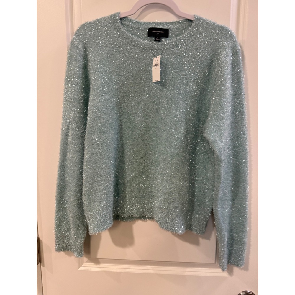 Banana Republic Factory Aqua Blue Metallic Eyelash Knit Sweater Womens Large NEW